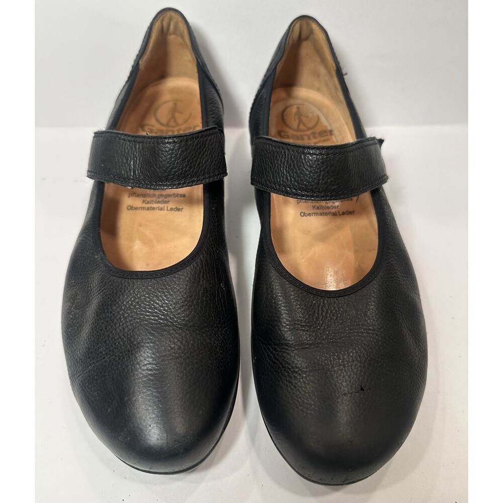 Ganter Black Leather Mary Jane Comfort Shoes EU 38 US 7.5 Vario Cork Footbed